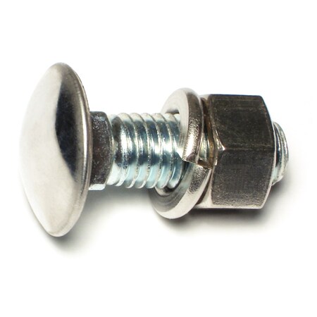Carriage Bolt, Square Neck, 13 (Coarse), 1-1/2 in L, 18-8 Stainless Steel, 25 PK